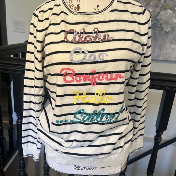 Talbots Sweaters - Talbots Pullover HELL-O Sweater Medium‎ striped COTTON